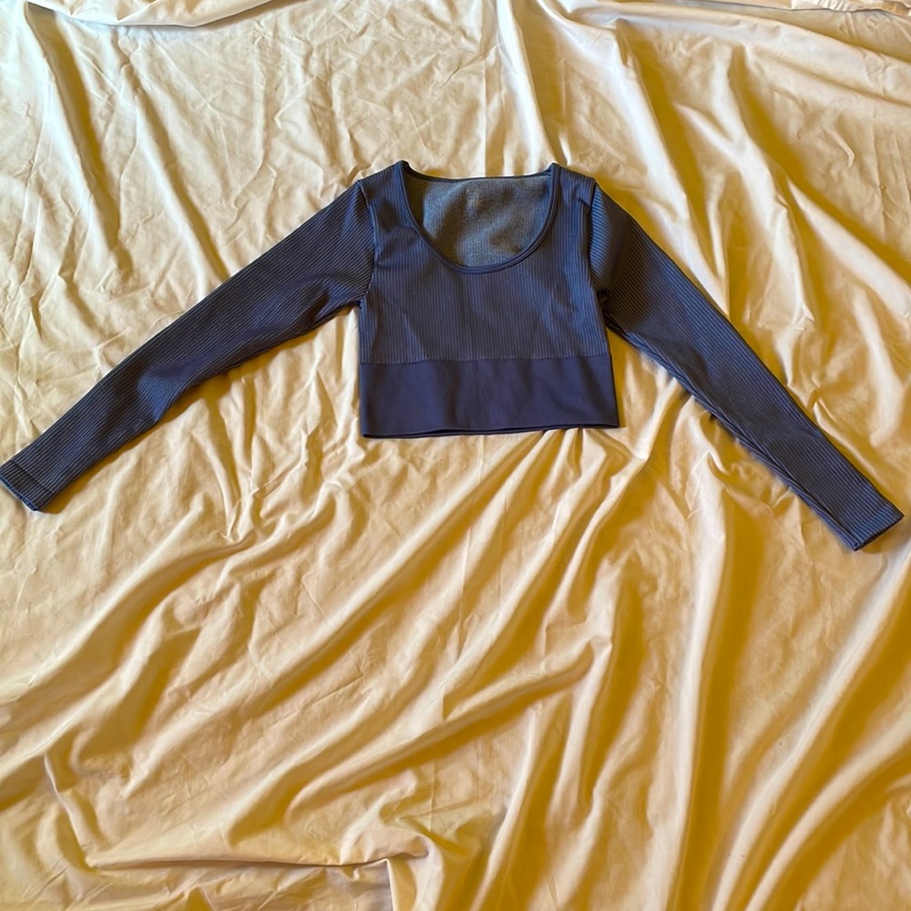 AERIE OFFLINE Sidewalk Seamless Ribbed Long Sleeve Cropped T-Shirt